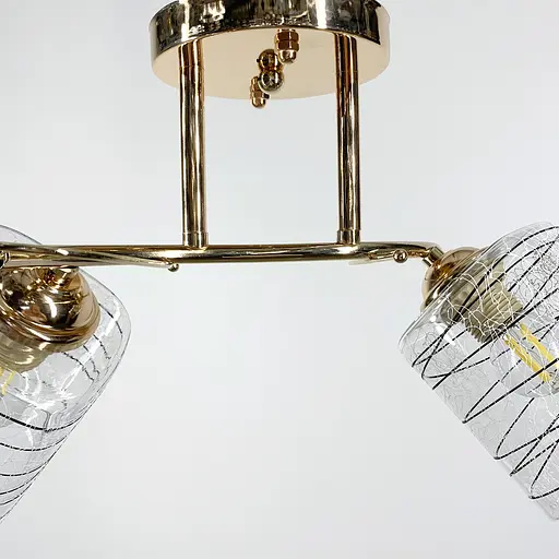 Золотая люстра на 2 плафона с черно-белыми узорами | Line F | Ст. 9513/2 GD - фото 3