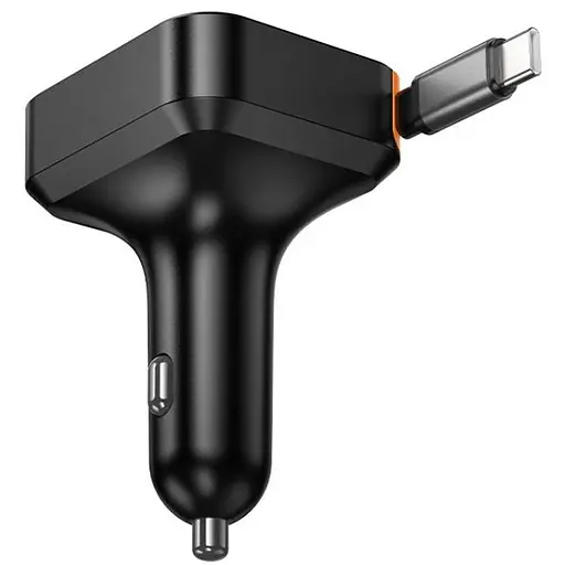 АЗП Hoco NZ18 Guardian PD65W with retractable cable (1USB-A/2C) Black - фото 2