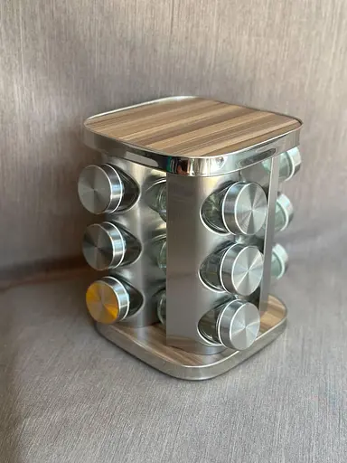 Органайзер набор для специй на вращающейся подставке Edenberg EB-18002 12 емкостей для хранения специй Серый - фото 2