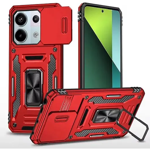 Ударопрочный чехол Epik Camshield Army Ring для Xiaomi Poco X6 Pro Красный / Red