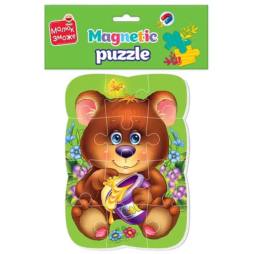 Магнітні пазли Vladi toys Малюк зможе Ведмедик А5 12 елементів VT3301-04   - фото 2