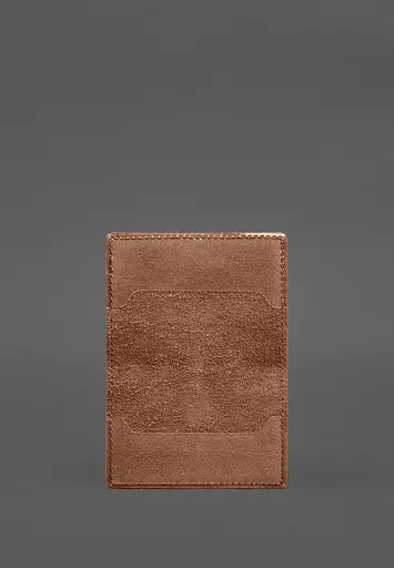 Кожаная обложка для пенсионного удостоверения светло-коричневая - фото 4