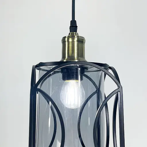 Стильний чорний підвіс із графітовим плафоном з серії Лофт | Арт. 12055/1 BK+GR | Line F - фото 4