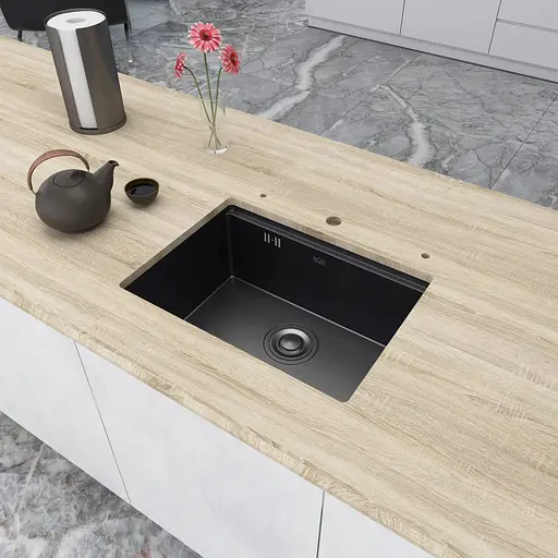 Кухонна мийка під стільницю чорне 1.5 мм з PVD покриттям Nett NB-5742, Чорний - фото 5