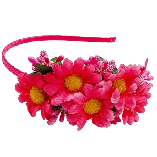 Обруч для волосся "Букет ромашок" La-beauty 0206-327-1 рожевий - фото 1