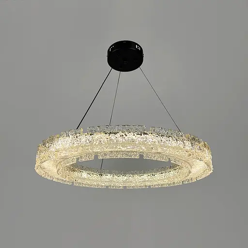 Подвесная люстра с пластинами в виде прозрачных льдин Ø 60 см Line F | Ст. MJ371-600 BK - фото 2