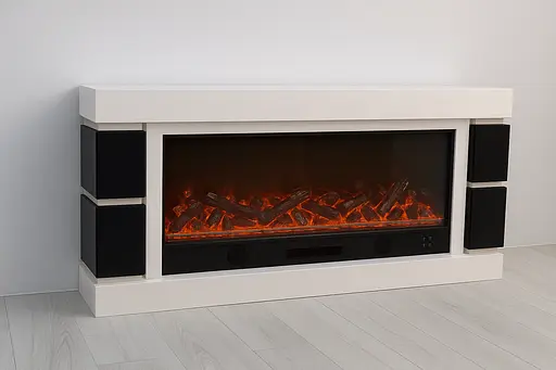 Електричний камін Logos Long 158 1500Вт Bluetooth звук потріскування дров White with black (10080146) - фото 2