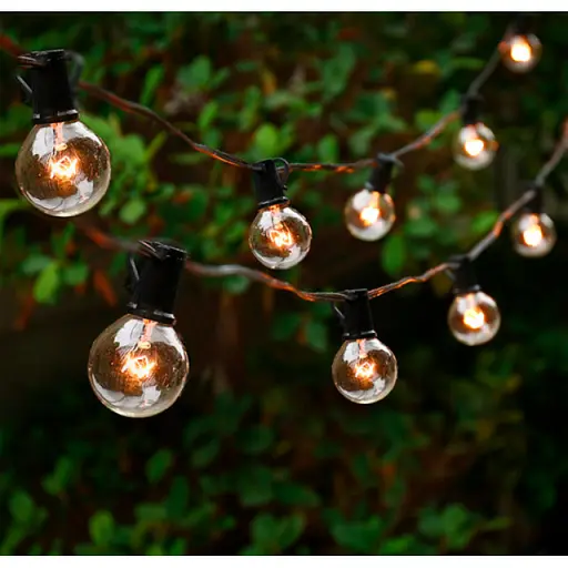 Прямая внешняя гирлянда 20 Led Ламп Эдисона 20м на черном проводе с продолжением (Теплый белый свет) - фото 2