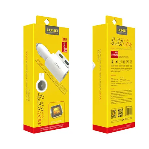 Адаптер автомобильный Ldnio CM10 - 2 выхода USB 4.2 ампера белый - фото 2