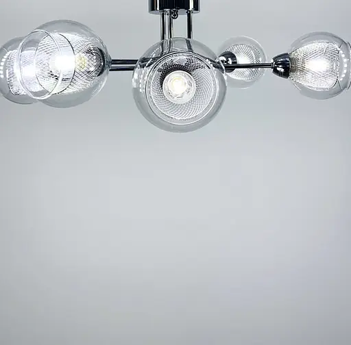 Cвітильник в корпусі метал кольору хром з подвійним плафоном | Арт. 1718/6 CH+CL | Line F - фото 8