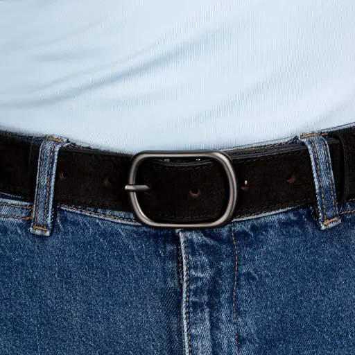 Ремінь жіночий замшевий SF-3529 чорний з темною пряжкою (125 см) - фото 5