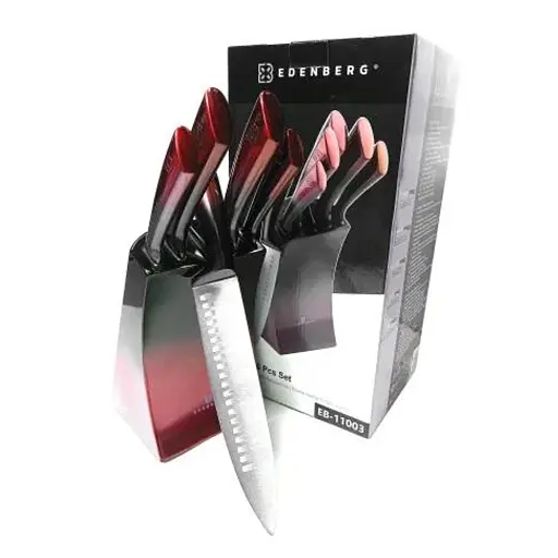 Набор ножей Edenberg EB-11003 с подставкой 6 предметов красный
