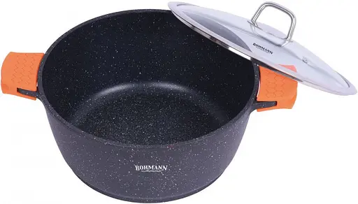 Кастрюля Bohmann BH 7350-32 MRB с антипригарным покрытием, двойным дном из литого алюминия с крышкой - фото 3