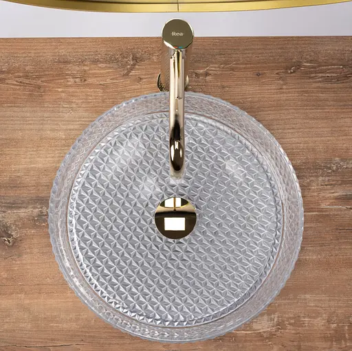 Умивальник Rea Cristal накладний transparent REA-U9670, Прозорий - фото 5