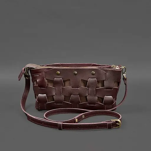 Шкіряна жіноча сумка Пазл S бордова Krast - фото 6