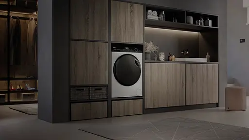 Стирально-сушильная машина Haier фронтальная 9(6) кг 1400 A 60 см дисплей пара инвертор люк черный прямой привод белый - фото 9