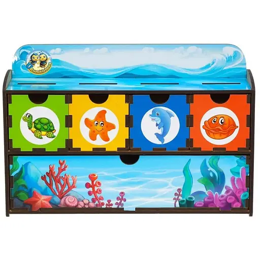 Настольная игра Ubumblebees Морские жители-2 PSD004 сортер-комодик деревянная - фото 2