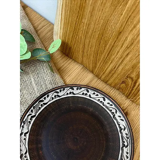 Тарелка 21 см керамическая (глиняная) резная Ангоб - фото 6