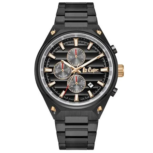 Чоловічий водостійкий наручний годинник Lee Cooper Ice (Чорний)