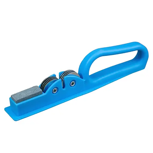 Точилка для кухонных ножей ручная механическая пластиковая с точильным камнем, A-plus Голубой 85441 - фото 1
