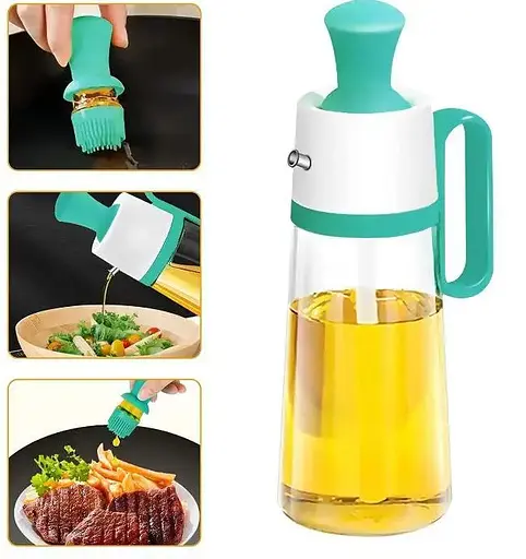 Диспенсер дозатор для масла уксуса соуса стеклянная бутылка с силиконовой щеткой 2в1 630 мл, Danmenqing Бирюзовый 85107 - фото 5