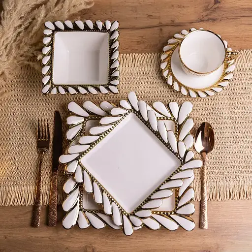 Сервіз порцеляновий Yiwu Tiffany 24 предмети на 6 персон обідній сервіз тарілок і чашок для сервірування XZ-24PCS - фото 2