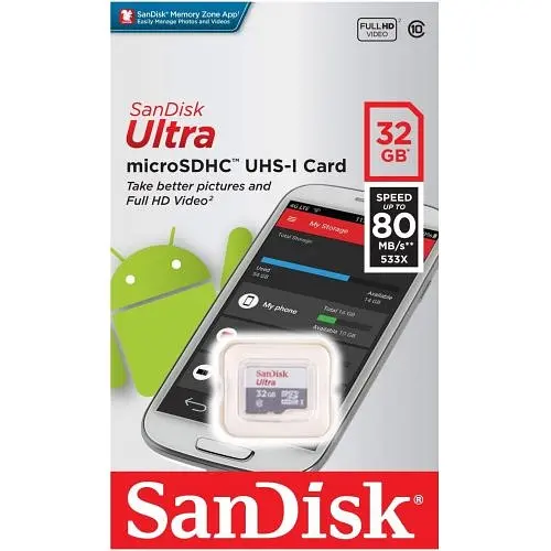 Карта пам'яті SanDisk Ultra microSDHC UHS-I 32GB (SDSQUNS-032G-GN3MN) - фото 1