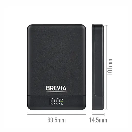 Повербанк (Power Bank) Brevia ePower 10000mAh MagSafe SuperSlim PD20W, Qі15W LCD чорний(45530MSB) - фото 4