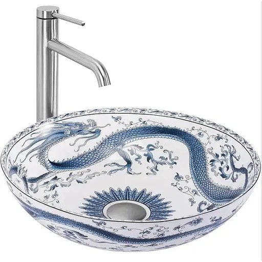 Умивальник Rea Kioto накладний з візерунком REA-U6032, Цветной - фото 1