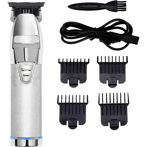 Триммер для бороды и стрижки волос LCD Portable Barber серебреный - фото 1