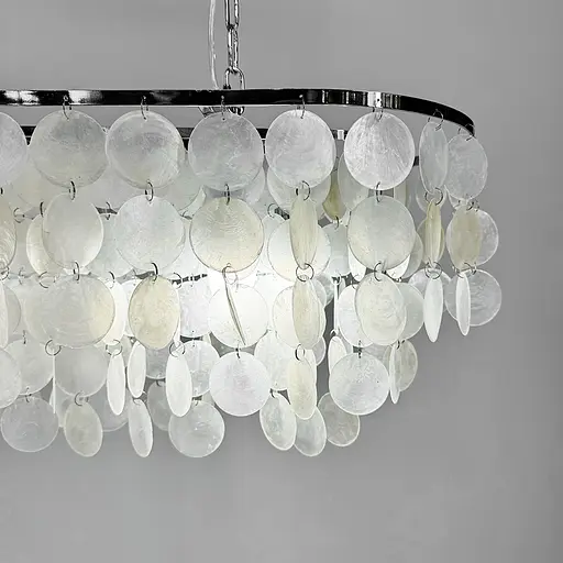 Удлиненная серебряная люстра ATHELIA с перламутровыми пластинами | Ст. 1537-800*300 СН | Line F - фото 3