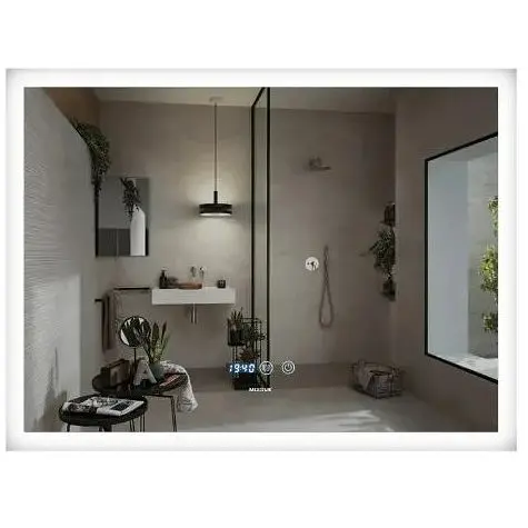 Дзеркало Mixxus FLAT MR04-100x60 з LED Touch, Anti-fog, димером, регулюванням яскравості, годинником (MI6008) - фото 1