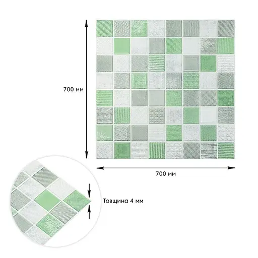 Панель стеновая 3D 700х700х4мм Мозаика зеленая SW-00002010 - фото 3