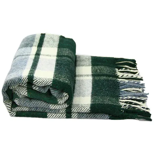 Плед вовняний Vladi Метро 140х200 біло-блакитно-темно-зелений 1 - фото 1