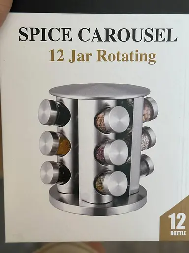 Органайзер набор для специй на вращающейся подставке Edenberg EB-18002 12 емкостей для хранения специй Серый - фото 6