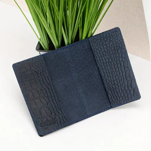 Обложка на паспорт, загранпаспорт кожаная Handycover 0054 синяя рептилия - фото 4