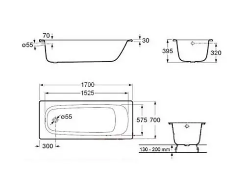 Ванна стальная Roca Duo Plus 180x80 A221670000 - фото 2