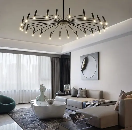 Современная трубчатая люстра с 18 регулируемыми плафонами Арт. ST01 18 BK Line F - фото 1