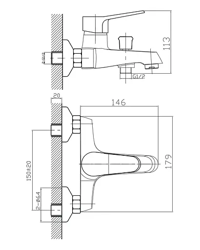 Cмеситель для ванны Imprese Witow 10080 Хром - фото 2