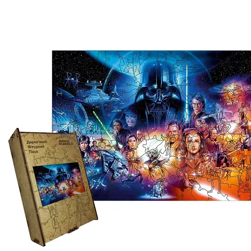 Деревянный фигурный пазл Звездная Вселенная, А4, Картонная коробка 100 элементов