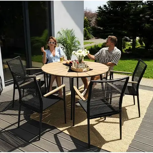 Комплект садовой мебели Di Volio Acona 6+1 черный/бежевый - фото 6