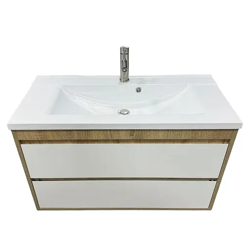 Набір для ванної кімнати Adamant раковина умивальник QUANTO 100 штучний камінь прямокутна з сифоном Click-Clack + змішувач - фото 5