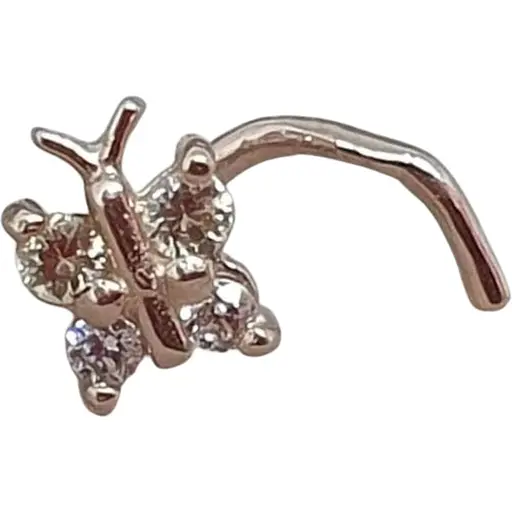 Золота сережка-пірсинг Dear в ніс Dear з фіанітами. 1041.2 Шампань