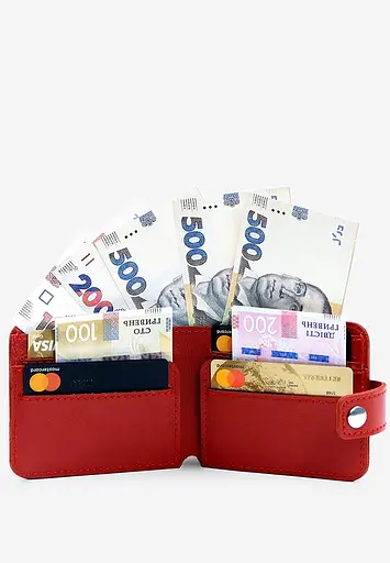 Кожаный портмоне Mini 2.2 красный - фото 5