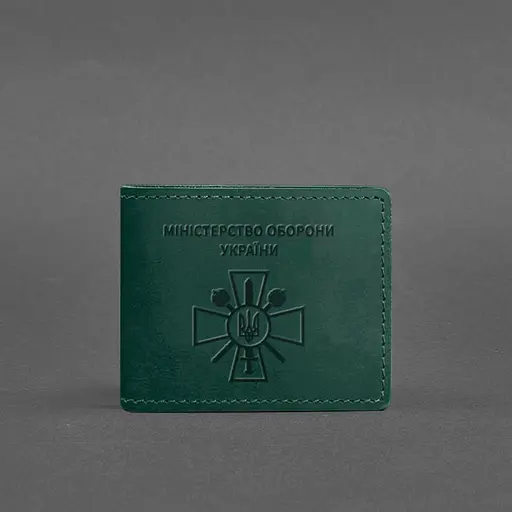 Кожаная обложка для удостоверения министерства обороны зеленая Crazy Horse - фото 5