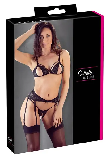Комплект білизни Cottelli Lingerie Lace Suspender, S (чорний) - фото 6