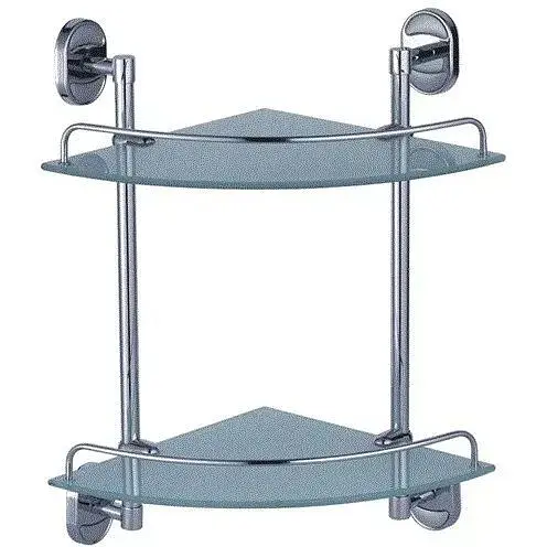 Полка угловая 2-ярусная Zerix AFB-0107-2 (стекло) ZX5071, Хром - фото 1