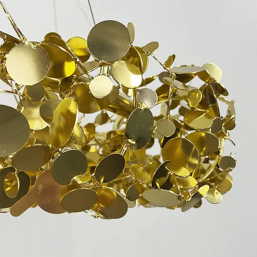 Изысканная кольцевая золотая люстра с металлическими монетками Ø 80 см | Ст. 6013-800 GD | Line F - фото 3