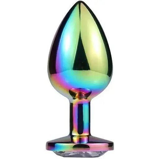 Анальна пробка SKN-MS58 з кристалом хамелеон (розмір M), Радуга - фото 3