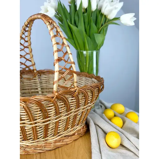 Великодній кошик із лози з однією ручкою Галичина Коричневий - фото 3